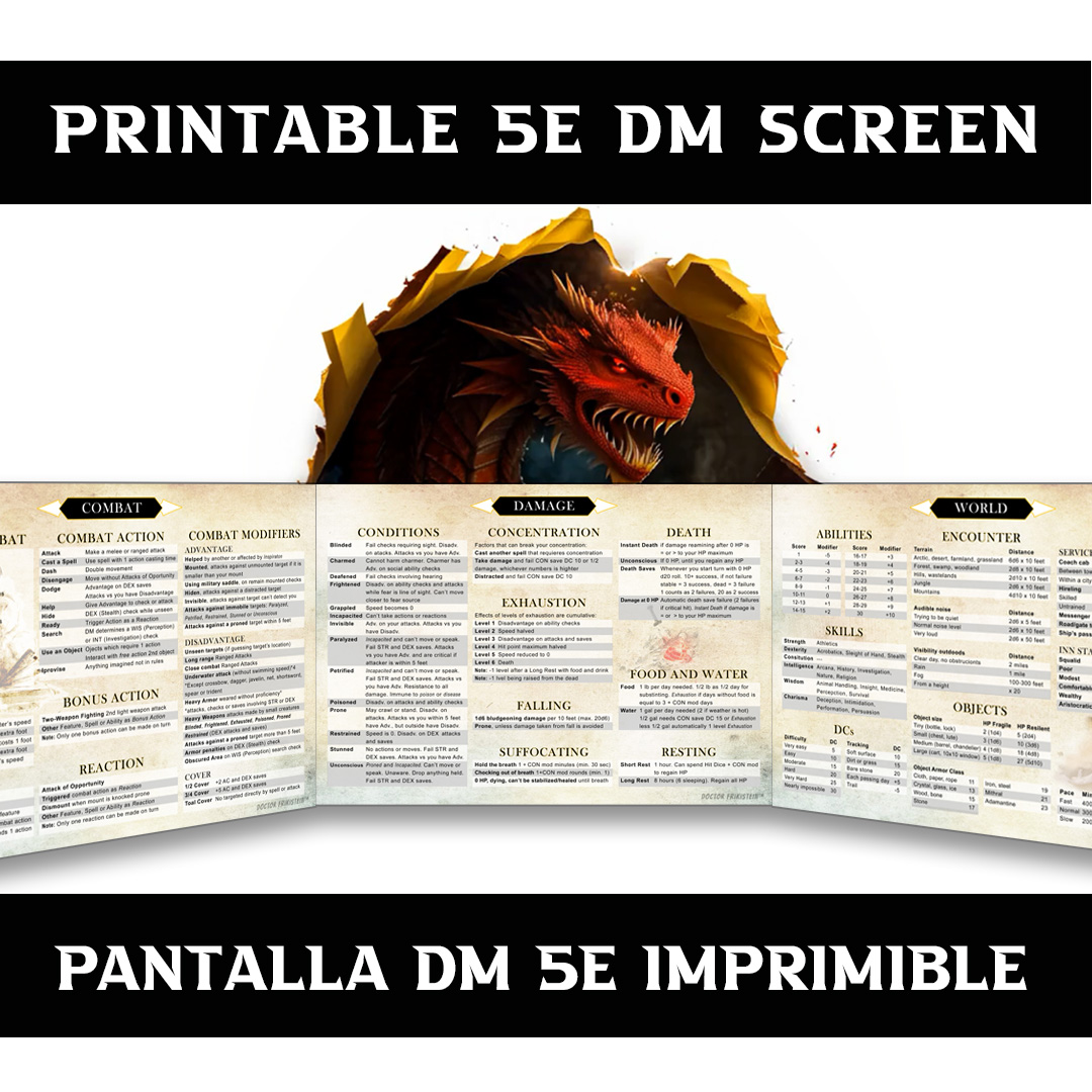 Printable DM Screen 5e