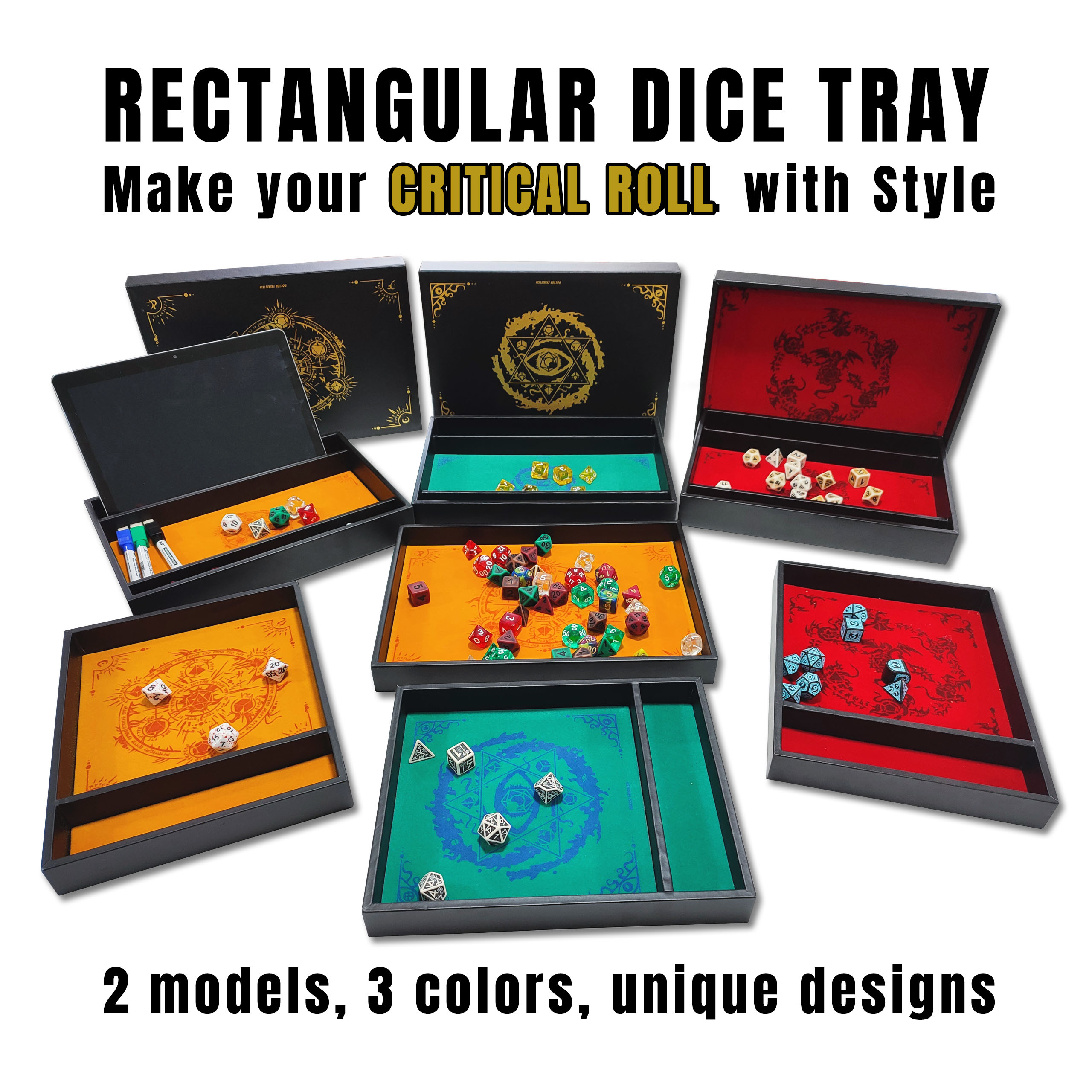 NEW RECTANGULAR DICE TRAY ‘CRITICAL ROLL’